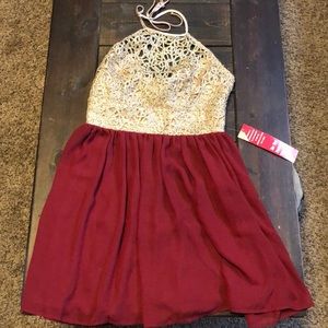 Maroon and gold dress